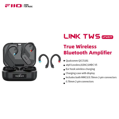 FIIO LINK TWS(UTWS17) Bluetooth 6.0 HIFI Earphones Adapter, aptX Lossless, LDAC,Upgrade Cable Replaceable for MMCX & 0.78 2 Pins