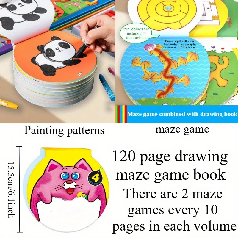 Drawing Book 120 Page Circular Graffiti Small with Colored Cartoon Animals Coloring Drawing Book