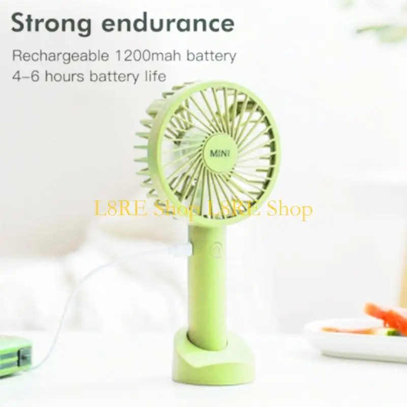 L8RE 1200MAH MINI FAN المحمولة مع قاعدة USB قابلة لإعادة الشحن مع مروحة شخصية للرياح من أفراد الأسرة طالب أفراد الأسرة
