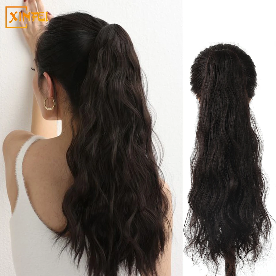 

Synthetic Ponytail Wig For Women's Long Hair With Grip Style Water Ripple Curly Hair Natural Ultra Light And High Ponytail