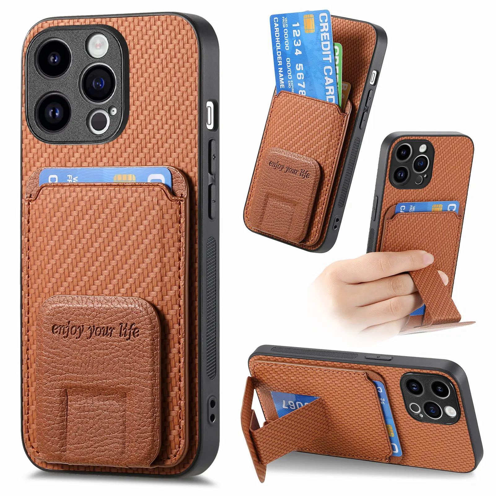 Magnetic Card Holder Case For Samsung Galaxy A56 A36 A26 A16 A06 A55 A35 A25 A15 A05S A05 Leather Multi-angle Kickstand Cover