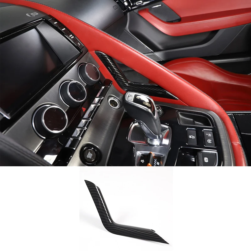 For Jaguar F-TYPE 2013+ gear gear right L-shaped trim strip Car central control side decorative strip ABS carbon fiber pattern 1