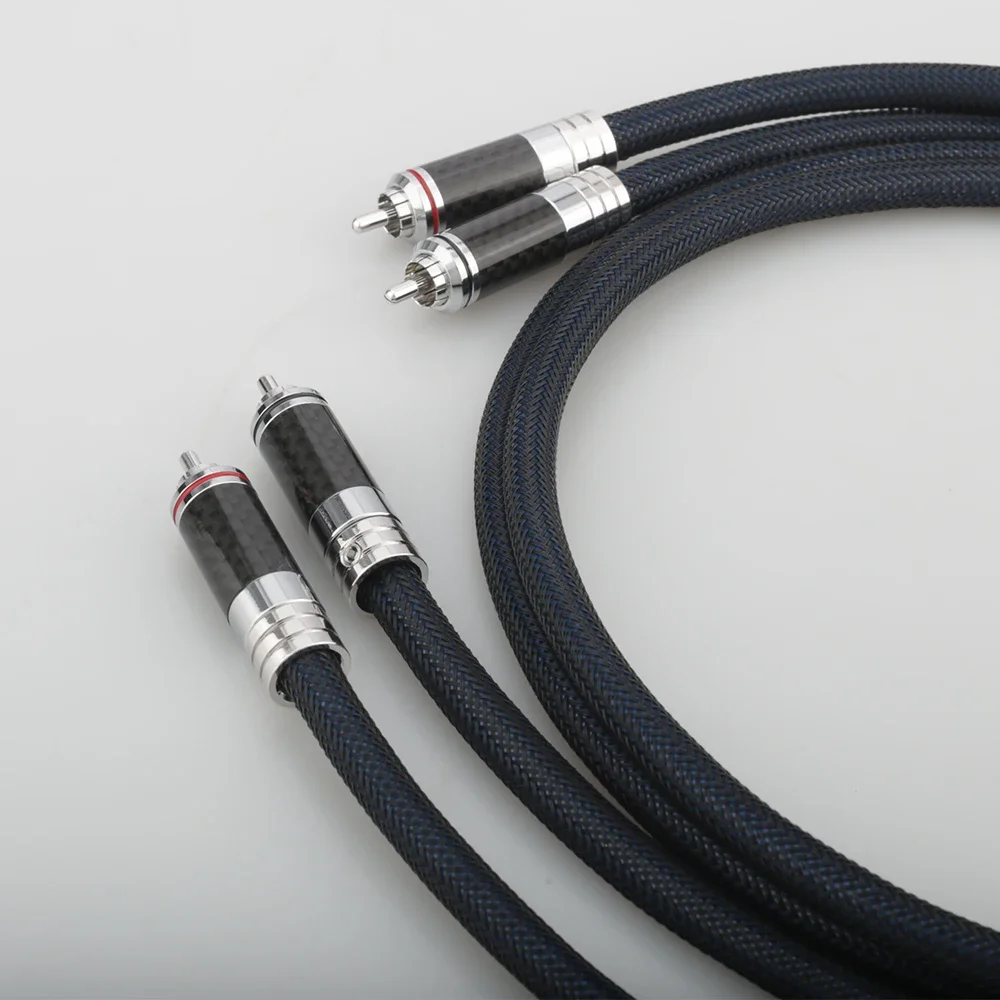 Audiocrast A10 Cable Phono analógico OFC chapado en plata interconexión RCA enchufe de fibra de carbono HIFI