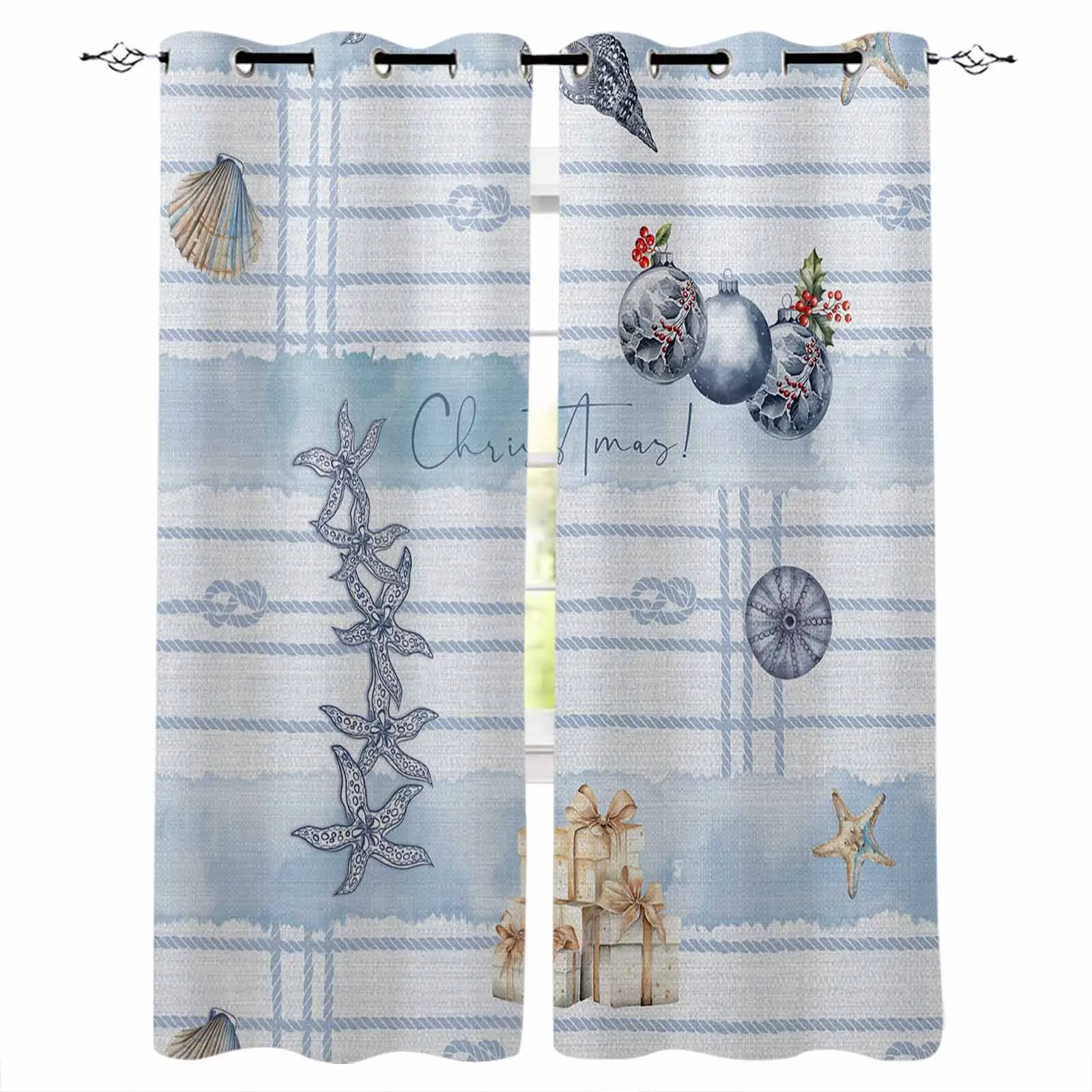 

Christmas Conch Gift Curtains For Kitchen Bedroom Window Treatment Curtains For Living Room Home Decor