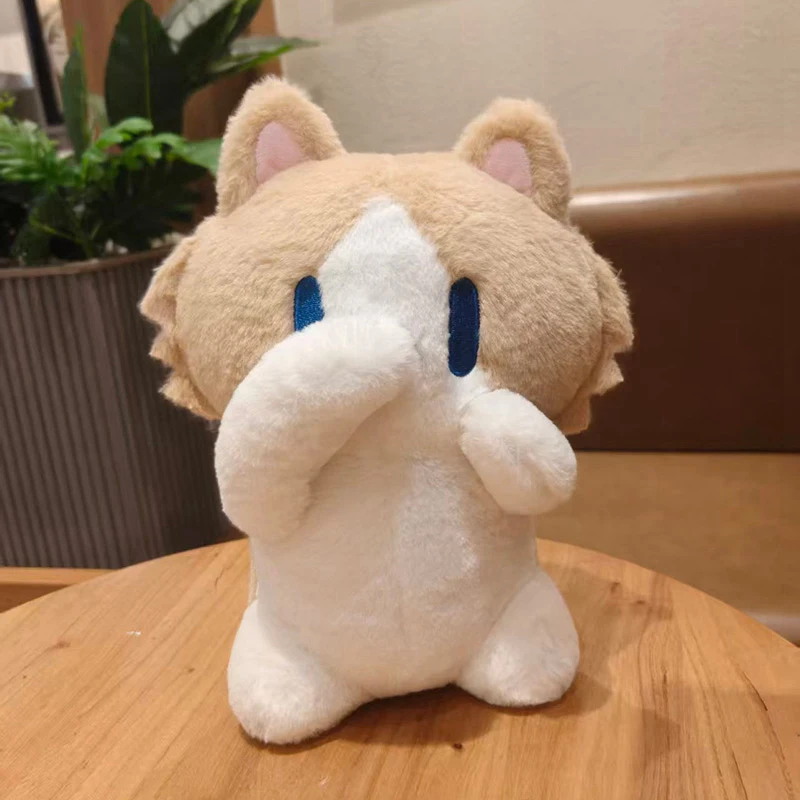 Shy Blushing Cat Plush Toy 2 Sizes Long Body Pillow Mini Kitten Keychain Soft Fluffy Stuffed Kitty Sofa Decor Small Gifts.