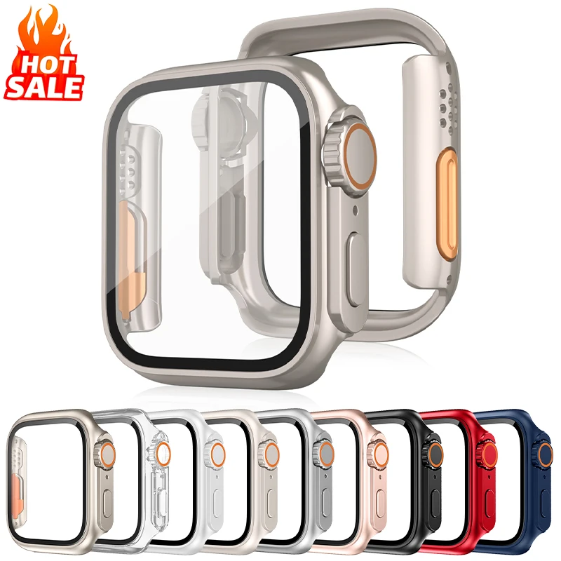 

Case for Apple Watch Case 46mm 45mm 44mm 42mm 41mm 40mm Upgrade To Ultra 2 49mm Glass Protective Film Iwatch 10 9 8 7 6 SE 5 4