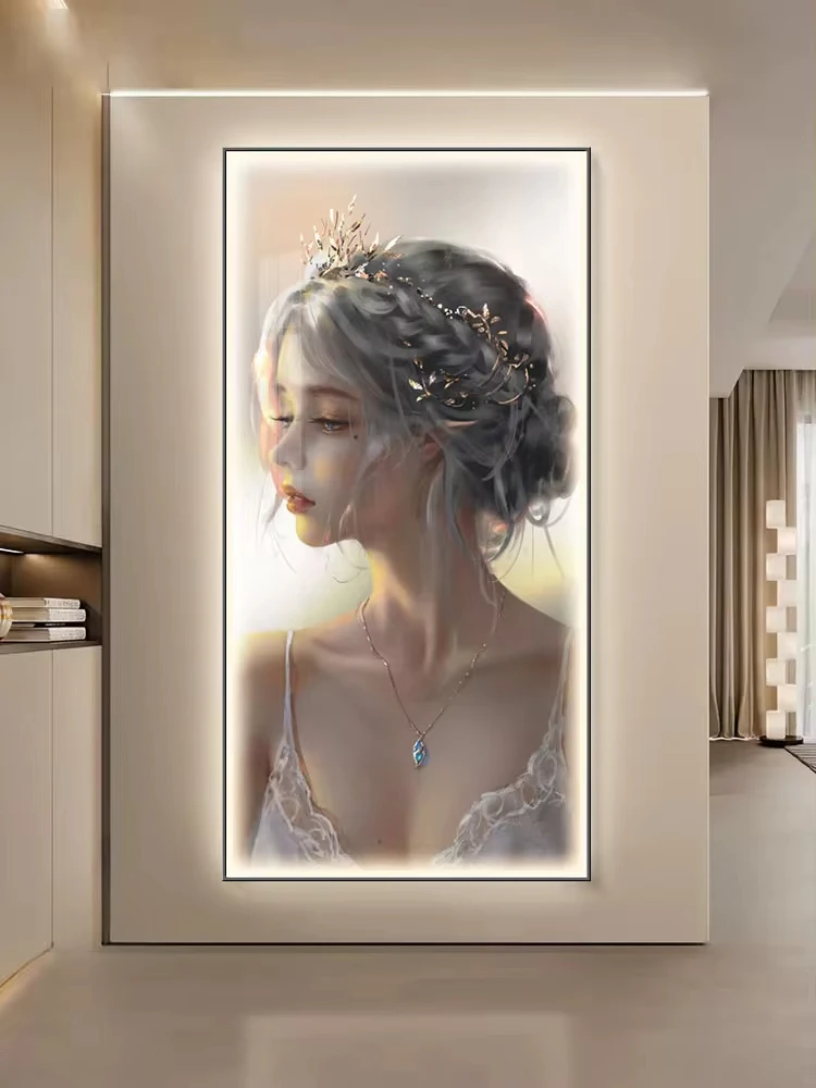 Modern Wall Decoration Anime Art Character Hanging Painting Remote Control LED Wall Light Bedroom Living Room Dining Room