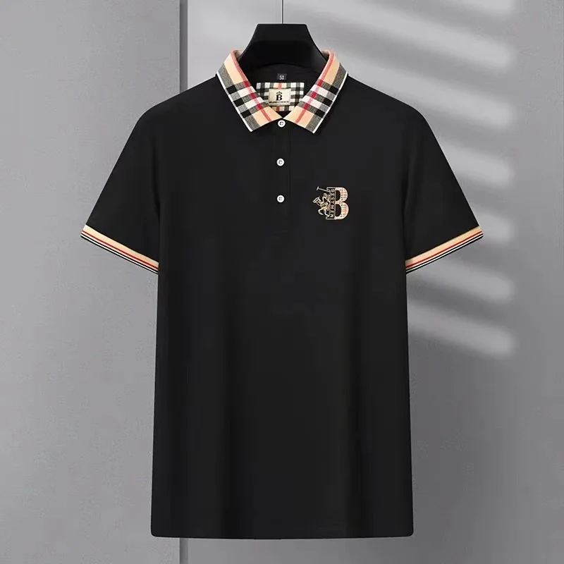 Summer high-end brand short sleeve men\'s breathable cotton POLO shirt fashionable custom embroidered hot selling silk T-shirt