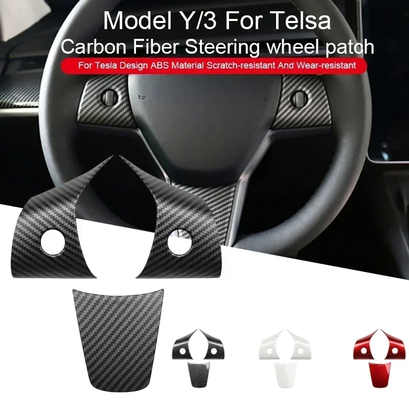 NEW Steering Wheel Trim Cover For Tesla Model 3/Y Interior Accessories Compatible With Tesla Model 3/Y Carbon Fiber Pattern - view 4