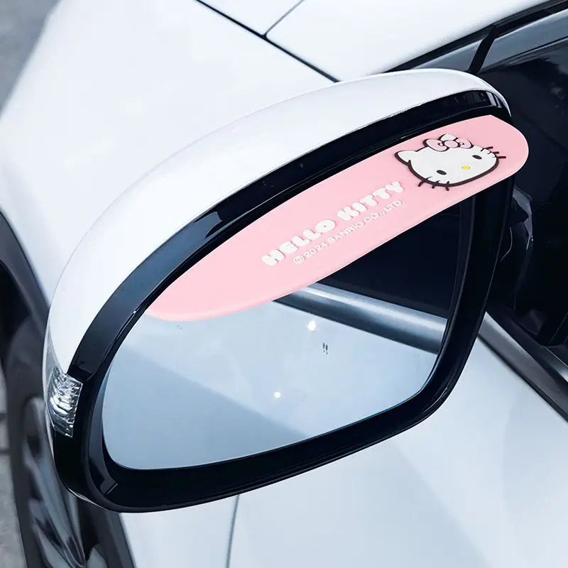 Sanrio Hello Kitty Car Reversing Mirror Rearview Mirror Rain Shield Kuromi Anime Reflector Sunshade Car Accessories Car Supplies