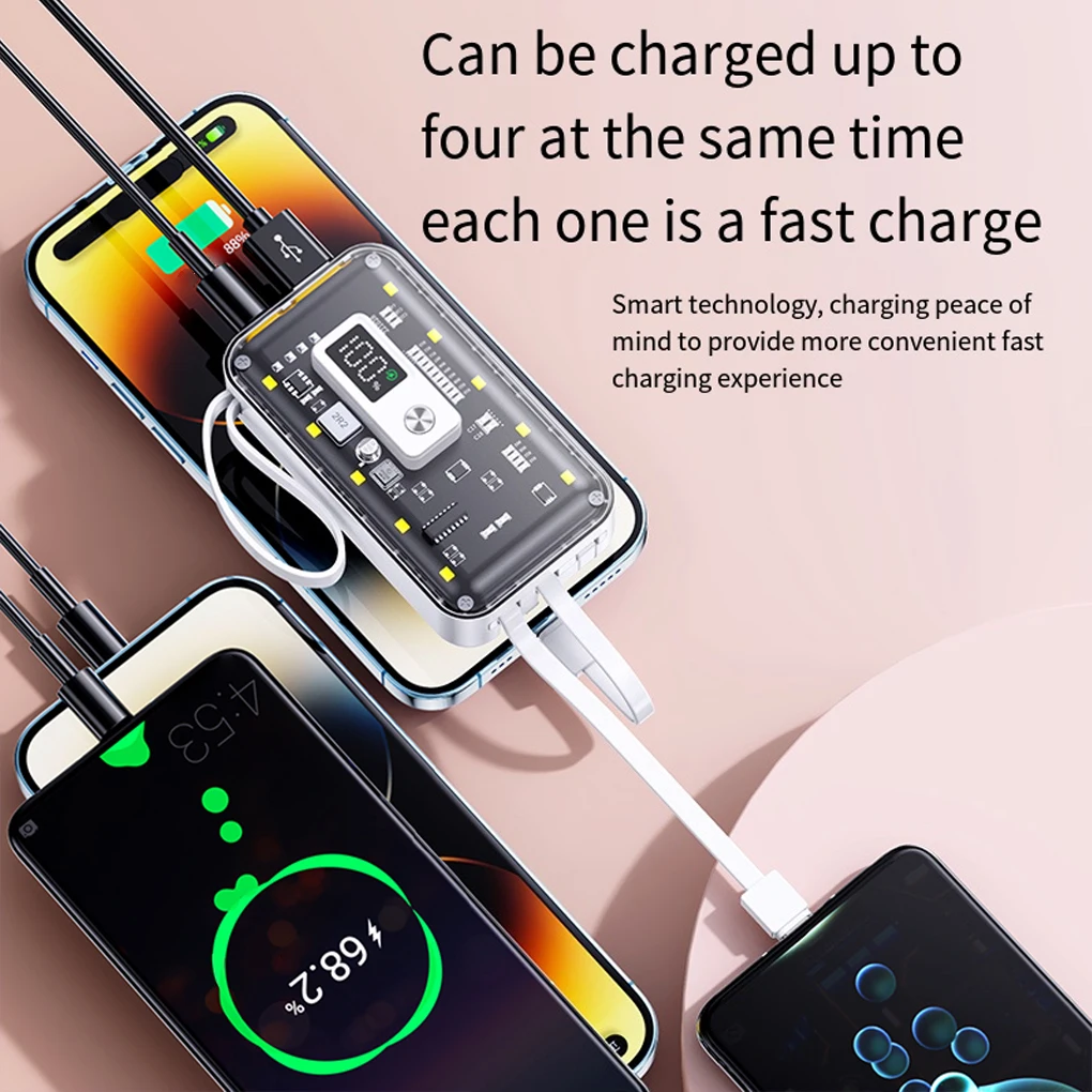 22.5W 10000mAh portable fast charging mobile power box 21700 battery box comes with a three wire mini mobile power bankpower kit