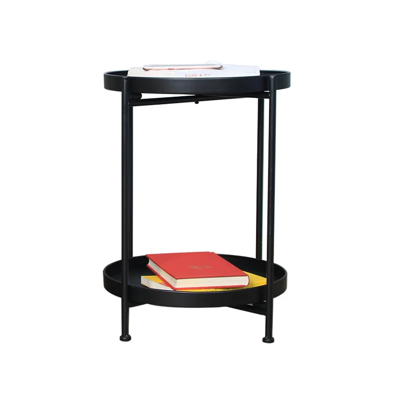 

Nordic light luxury double-layer coffee table, bedroom, living room, sofa corner balcony, mini round table