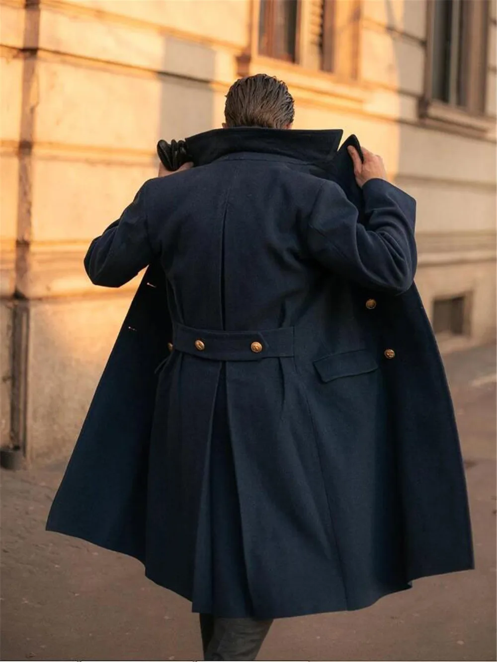 Vintage Men's Suit Jackets Customized Woolen Blend Trench Coat Long Man Thick Warm Double Breasted Overcoat Male Blazer Winter