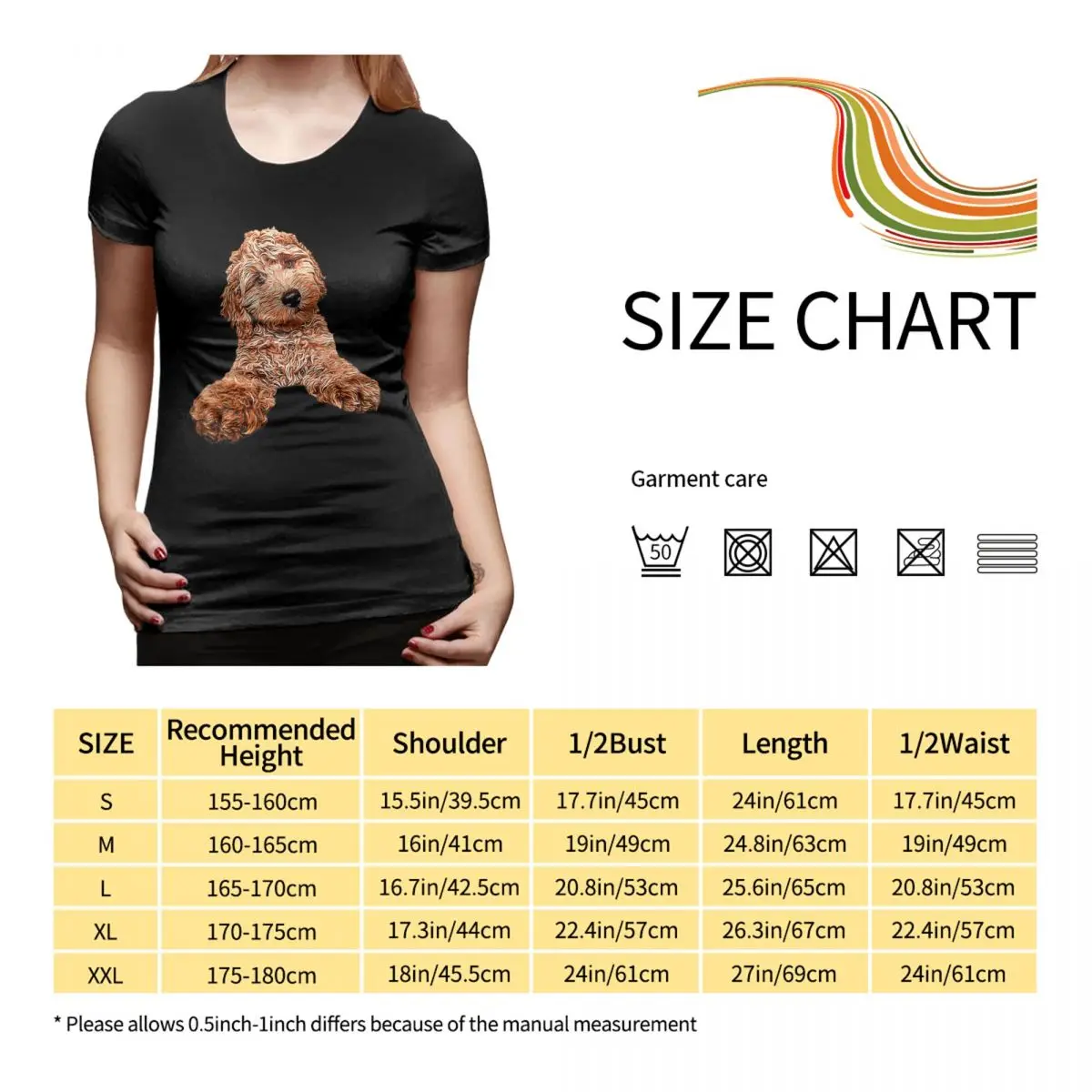 Cavapoo labradoodle goldendoodle poodle mix camiseta para mulher em torno do pescoço streetwear t camisas femininas roupas curtas topos
