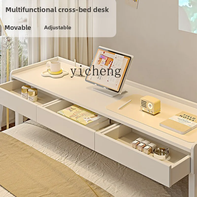 XL cross bed table removable end of bed long table with drawers bed table