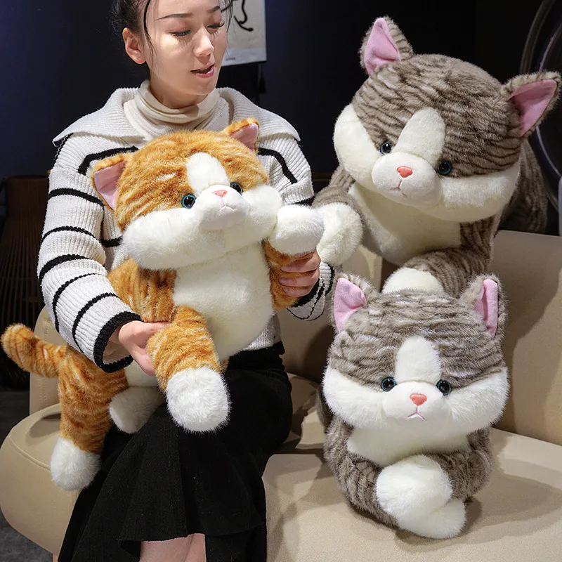 40-85 cm Creativo Morbido Soffice Colore Sdraiato Gatti di Peluche Simpatico Gattino Peluche Bambola Lie Prorone Giocattoli Divertenti per le Ragazze Regalo di Natale