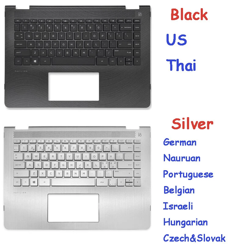 L+ Palmrest w Keyboard for  HP Pavilion X360 14-BA 14M-BA TPN-W125