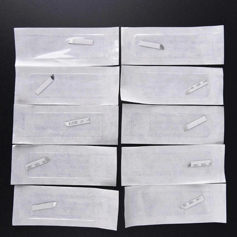 10pcs 7/9/11/12/14 Pins Lamina Microblading Needle Blade Makeup Eyebrow Tattoo Needles Embroidery Manual Tattoo Pen Blade