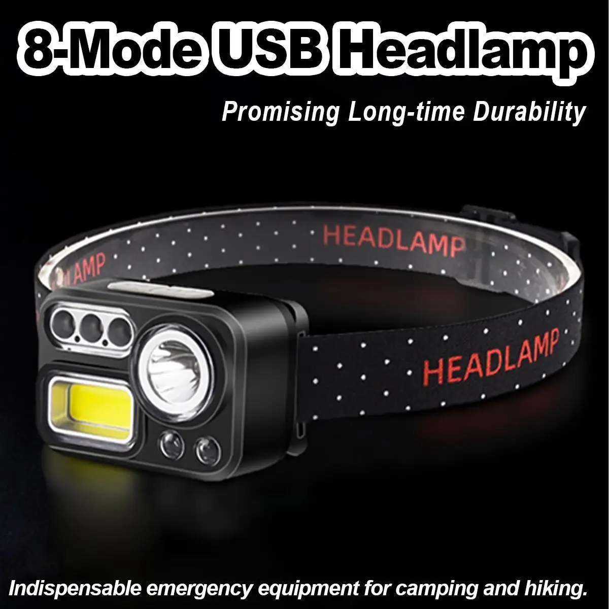 

Red/green/white/uv 8 Modes Led Headlamp For Headlights Rechargeable Night Motion Light Sensor Flashlight Headlight Cob Usb Front