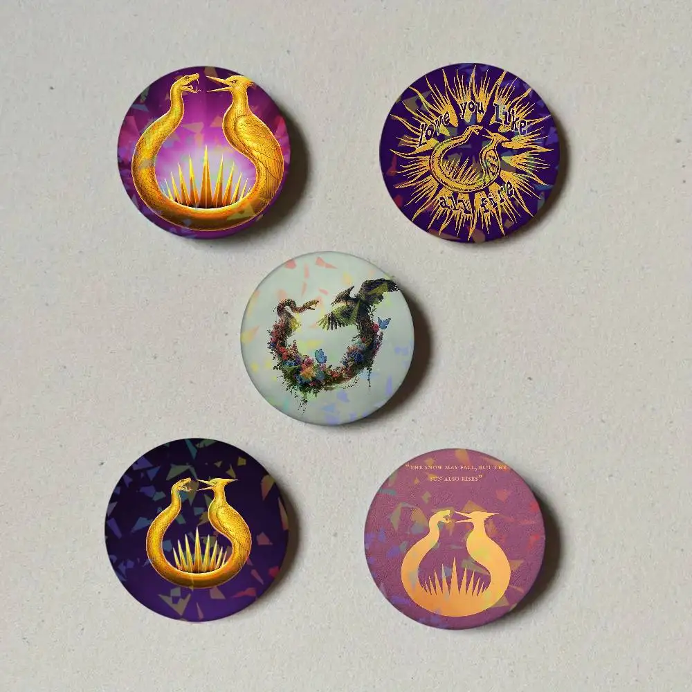 Book S-Sunrise on the Reaping Laser Button Pins Backpack Clothing Decor Brooch Fiction Badge Jewelry Gifts