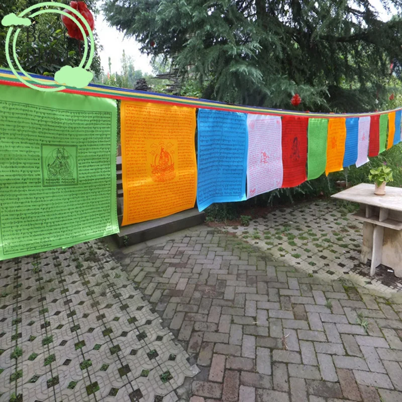 (BBQ4)Religious Flag Tibetan Buddhist Prayer Flag Tibet Lung Ta Banner Scriptures Flag