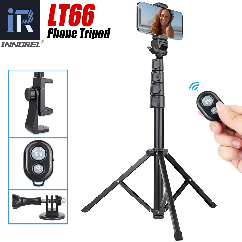 Photography Tripod Cell Phone Tripod Selfie Stick INNOREL LT66 ,Action Camera Mount Adapter Wireless Remote for iPhone Android