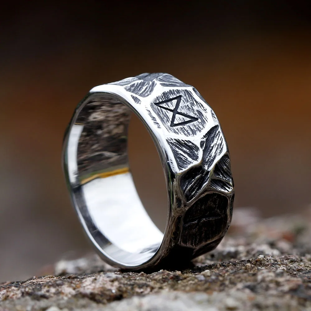2023 NEW Vintage 316L Stainless Steel Viking rune Ring for Men steel Amulet retro fashion Jewelry FOR GIFT free shipping