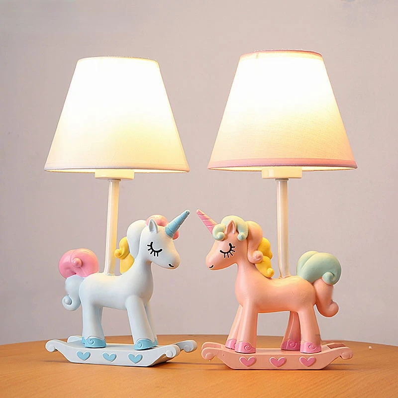 

Modern Cartoon Unicorn Table Lamps Animal Lamp Led Stand Desk Light Fixtures for Children's Room Kids Bedroom Bedside Study Lamp