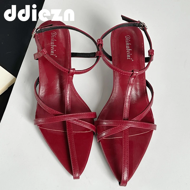 Women Heels Shoes Back Strap Modern Sandals Footwear Red Casual Shallow Ladies High Heels Shoes Female Pumps Fashion 2024 Slides