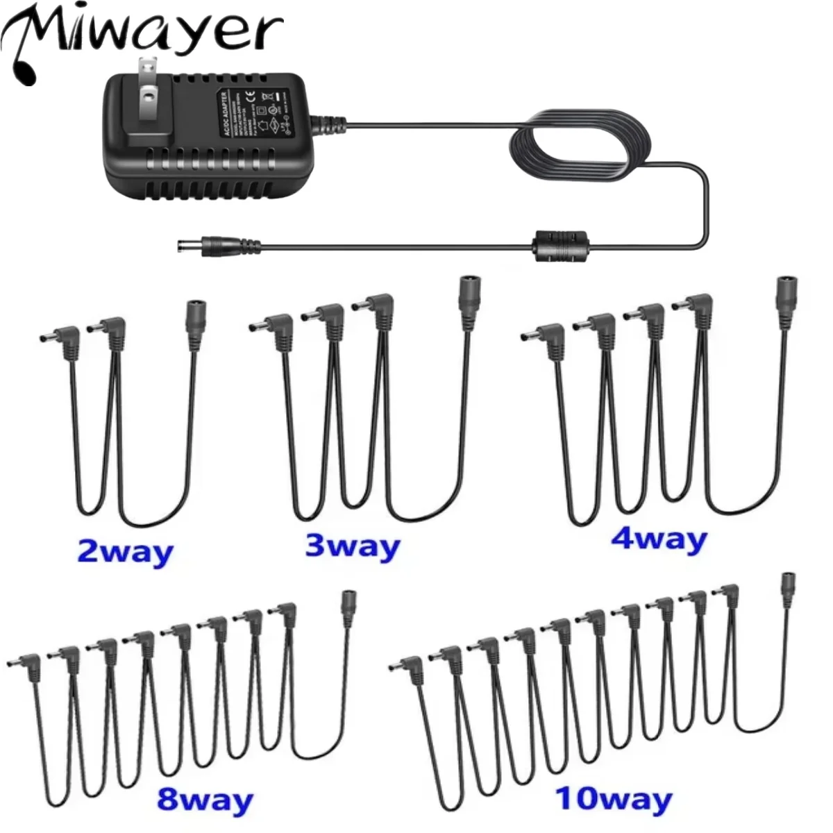 Miwayer ديزي سلسلة كابل 1 إلى 2 3 5 6 8 10 طرق تأثير الغيتار دواسة ملحق 9 فولت تيار مستمر قابس مهايئ سلك الطاقة
