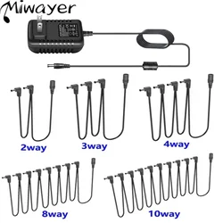 Miwayer Daisy Chain Cable 1 to 2 3 5 6 8 10 Ways Guitar Effect Pedal Accessory 9V DC Adapter Plug Power Cord