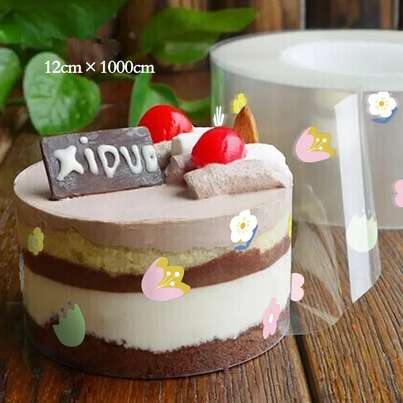 

1 Roll 10M Cake Wrapping Tape Film Flower Transparent Cake Collar Chocolate Candy Baking Cake Decorating Tool