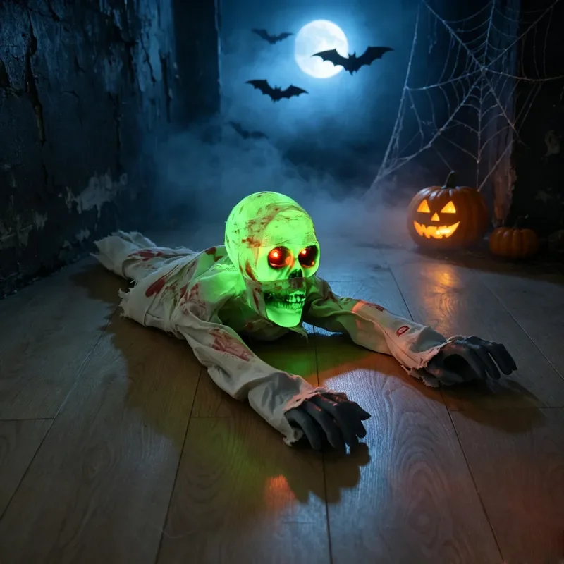 Electric Crawling Zombie Toy Halloween Horror Prop Glowing Sound Effect Haunted House Decoration Scary Monster for Secret