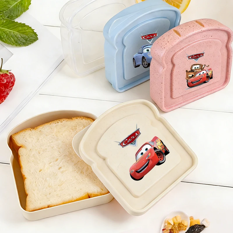 

Cars Lightning McQueen Boys Student Lunch Toast Boxes Bread with Lid Organizer Disney Movie Cute Cartoon Sandwich Container Case