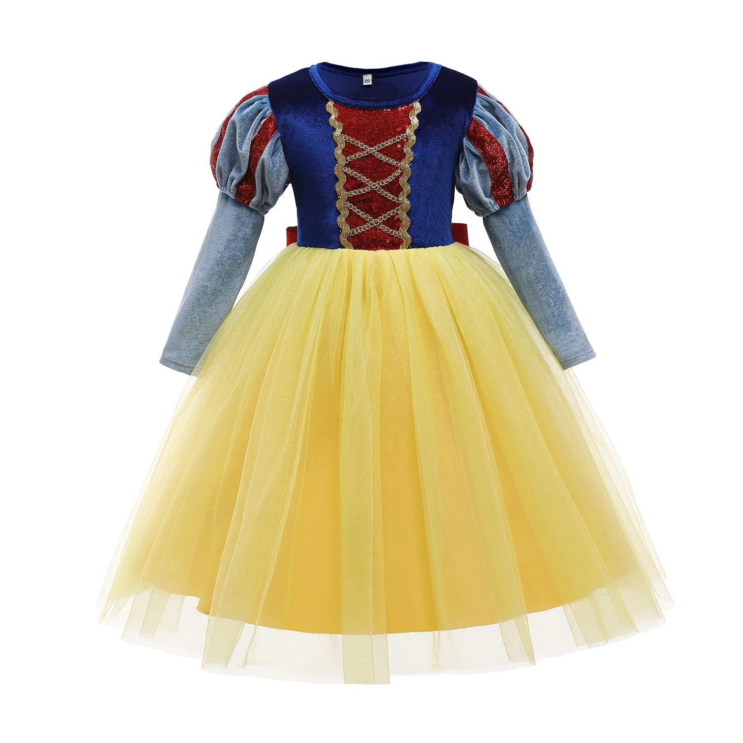 Princess Dress Girl Snow White Cosplay Costume Long Sleeve Velvet Gown Carnival Fancy Outfits Christmas Party Disguise Frock