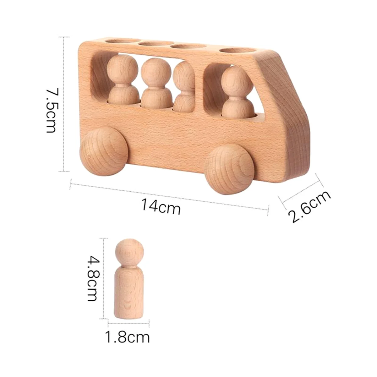 Kit da gioco per autobus in legno per esterni Blocchi educativi per autobus in legno per bambini Auto in legno naturale Piccola bambola Giocattoli per la dentizione Regali di compleanno