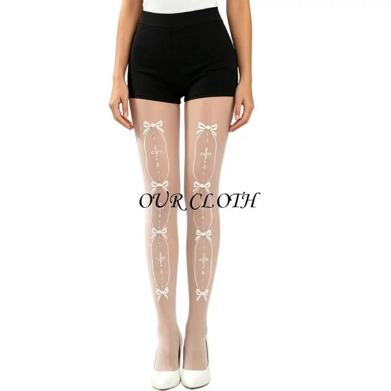 Sheer Tights Patterned High Waist Pantyhose Silk Stockings Women's Control Top Tights Pantyhose Thigh High Stockings Y1AC
