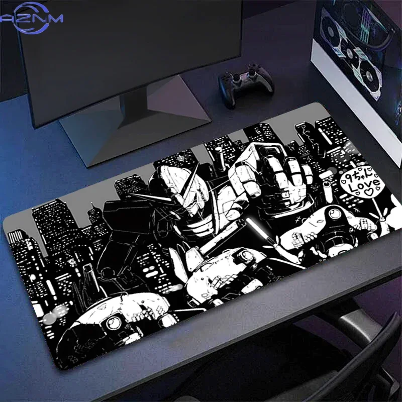 Cartoon Pop Art Style Mecha Robot Head Print Mouse Pad, Rubber Non-Slip Base, Smooth Fabric Gaming Desk Mat for Desktop Gaming a