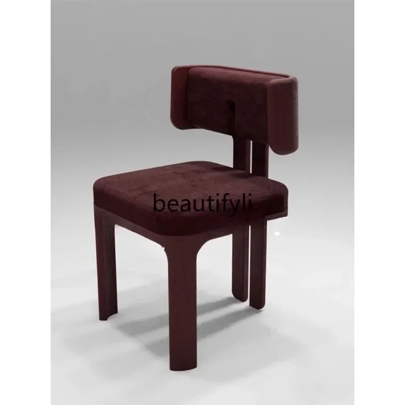 cn8350 ss Vintage Style Simple Solid Wood Dining Chair Home High-End Wabi-Sabi Retro Soft Cushion Vanity Backrest Chair