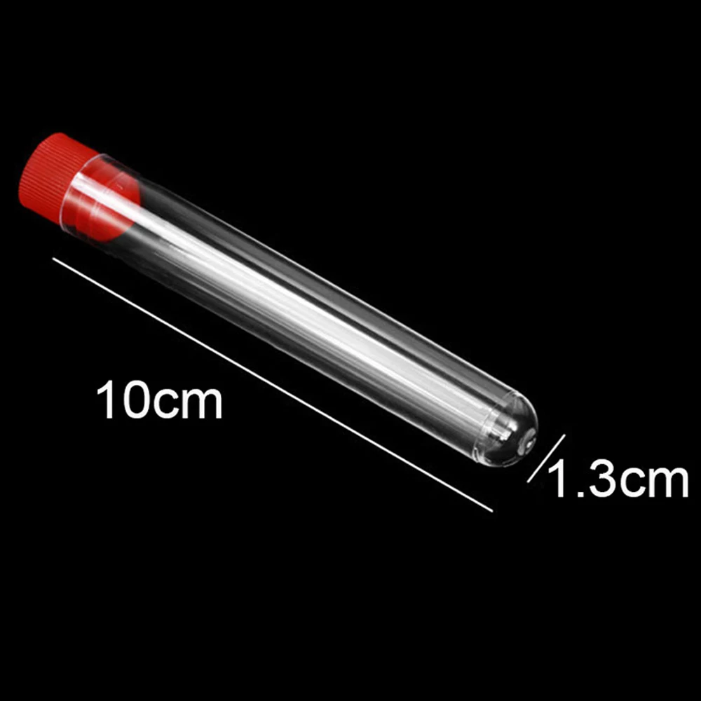5-100 Pcs Disposable 12*100mm Hard Plastic Transparent Test Tubes With Cap 6ml Round Bottom Test Tube Laboratory Supplies