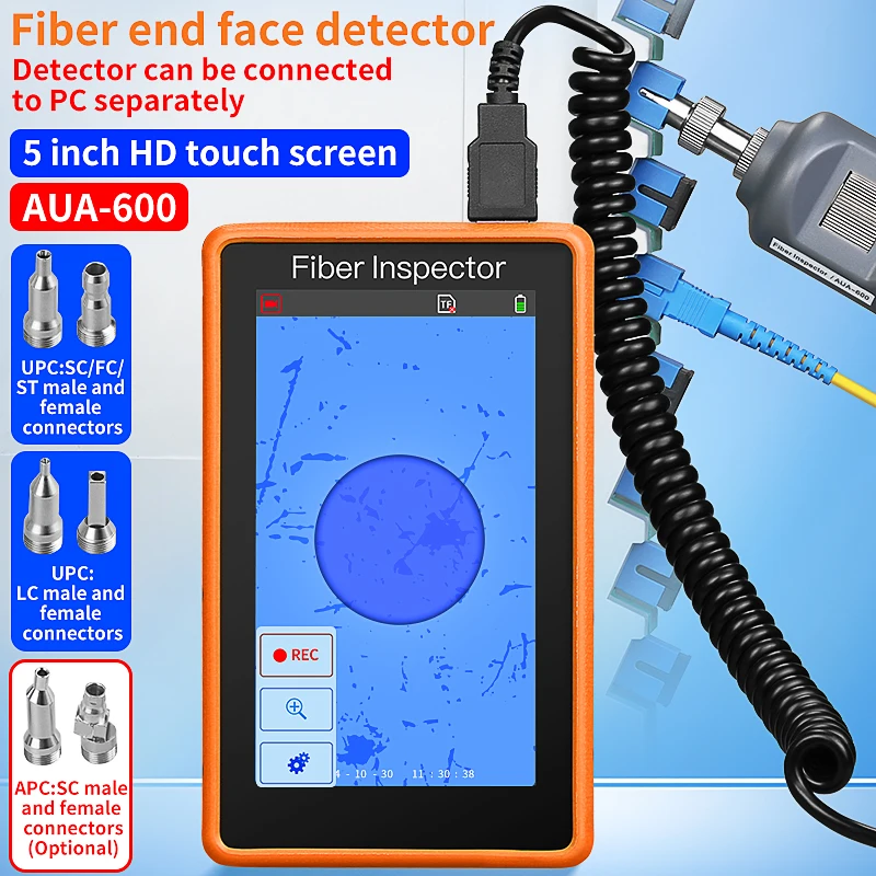 COMPTYCO AUA-600 Inspection Fiber Video Probe Microscope Fiber Optic End Face Detector Display SC FC ST LC Fiber Inspect Tool