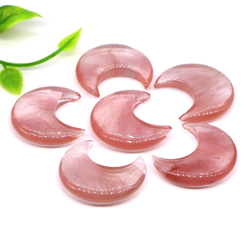 

10 Pcs Moon Shaped Natural Gemstone Cherry Quartz Stones Crafts Healing Crystals DIY Jewelry Making Necklace Pendant Accessories
