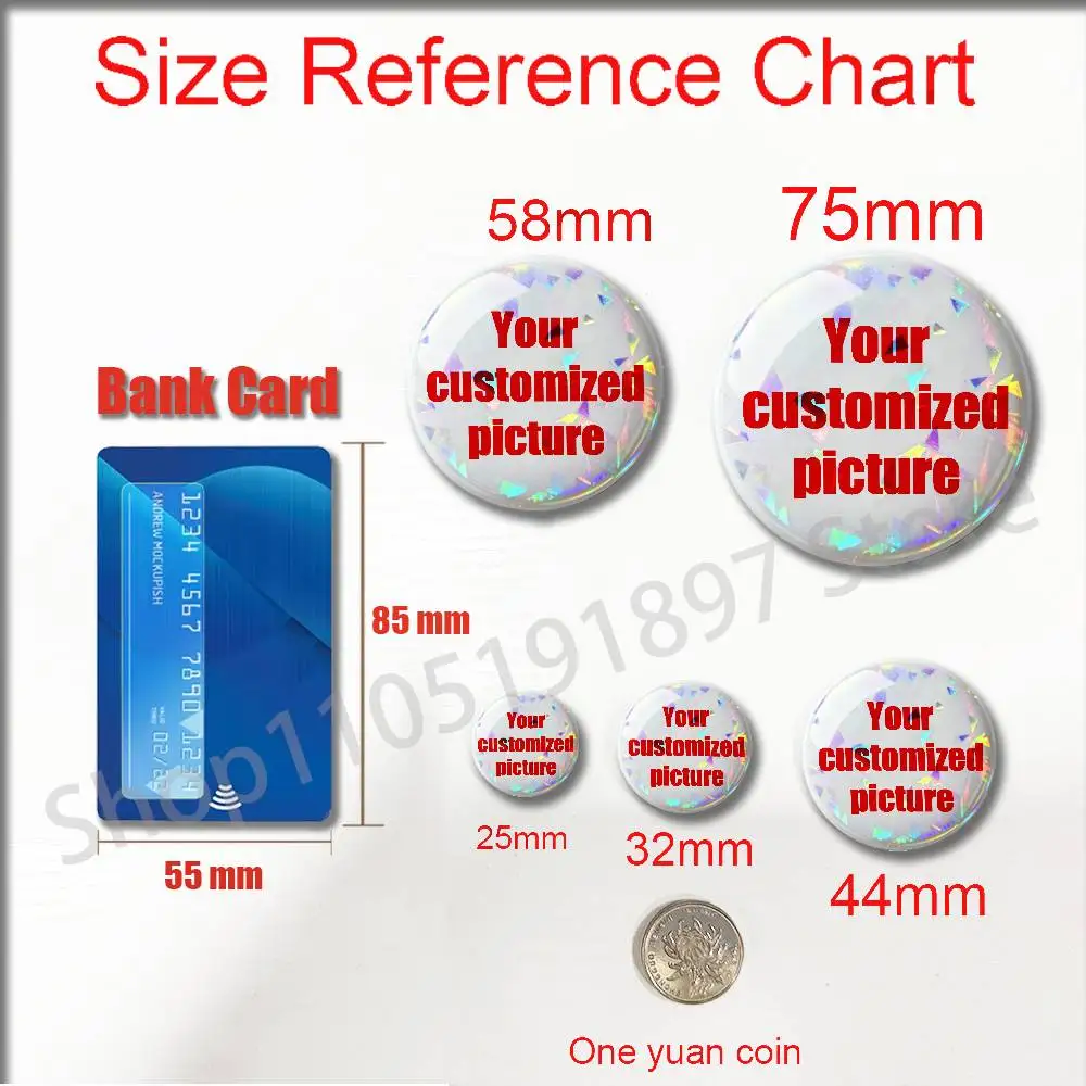 DIY Customize Custom Pins Insignia Badge Round Case Pin Tailor Made Picture Image Photo Logo Text Brooch Button Emblem 32mm 44mm