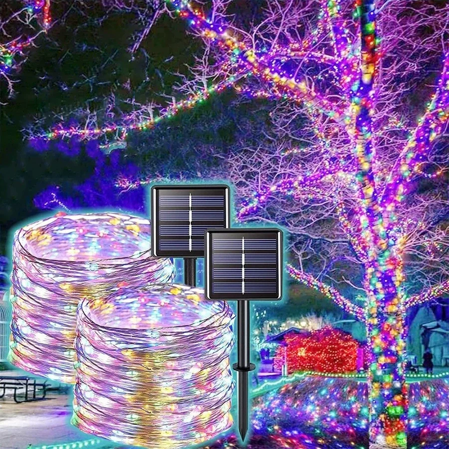 8 Modes LED Solar Light Outdoor Lamp String Lights For Holiday Christmas Party Waterproof Fairy Lights Garden Garland