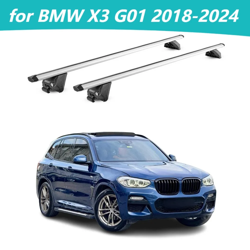 Enhance the car's luggage carrying capacity,Roof Rack Cross Bars Luggage Carrier for BMW X3 G01 2018-2024 Alu Silver Grey 2x