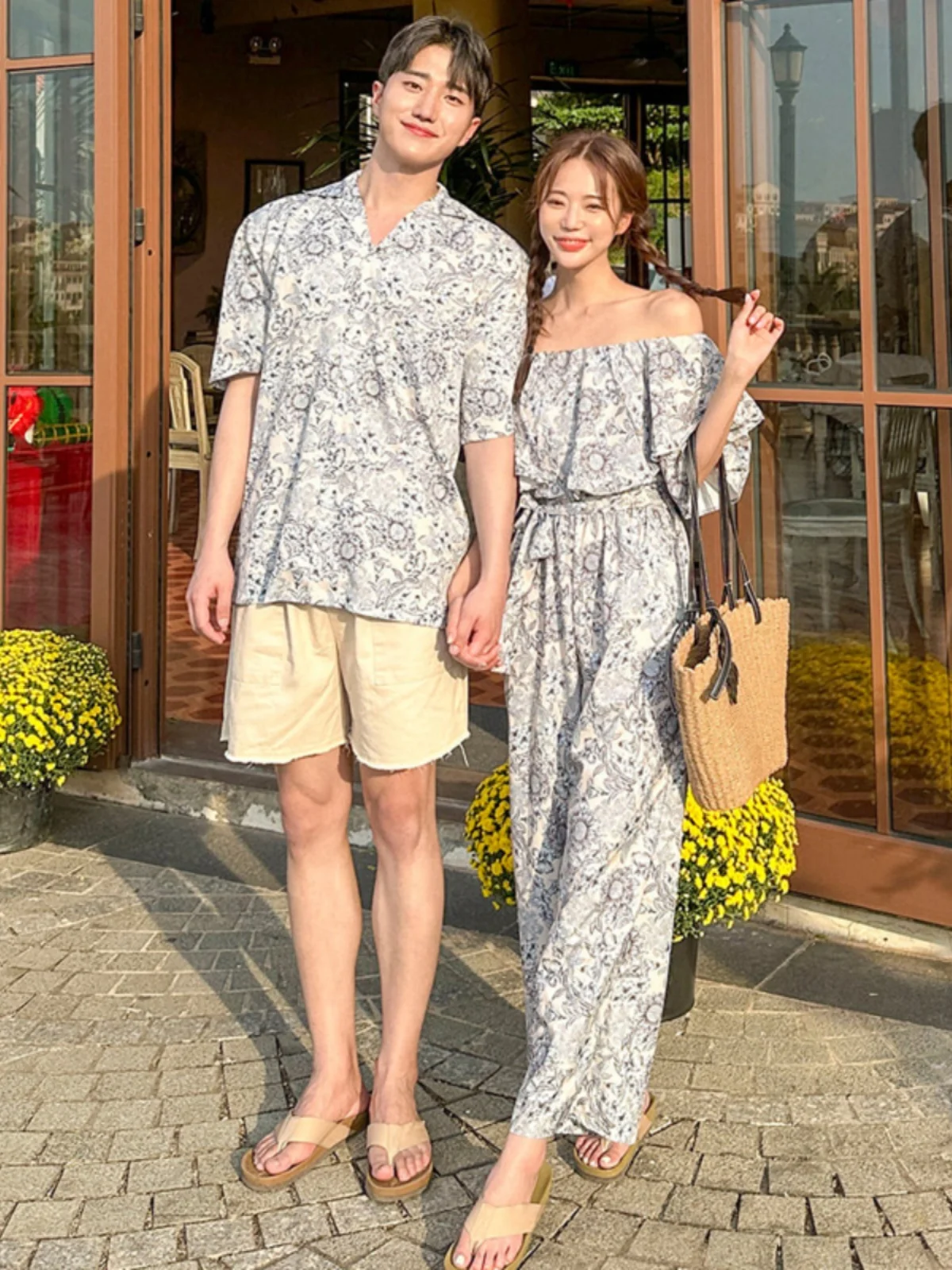 Disoo คู่รักฤดูร้อนชุดชายหาดความรู้สึกระดับไฮเอนด์ irt และชุดกระโปรงเดินทาง Sle เอวสูงตรงกางเกงขายาว