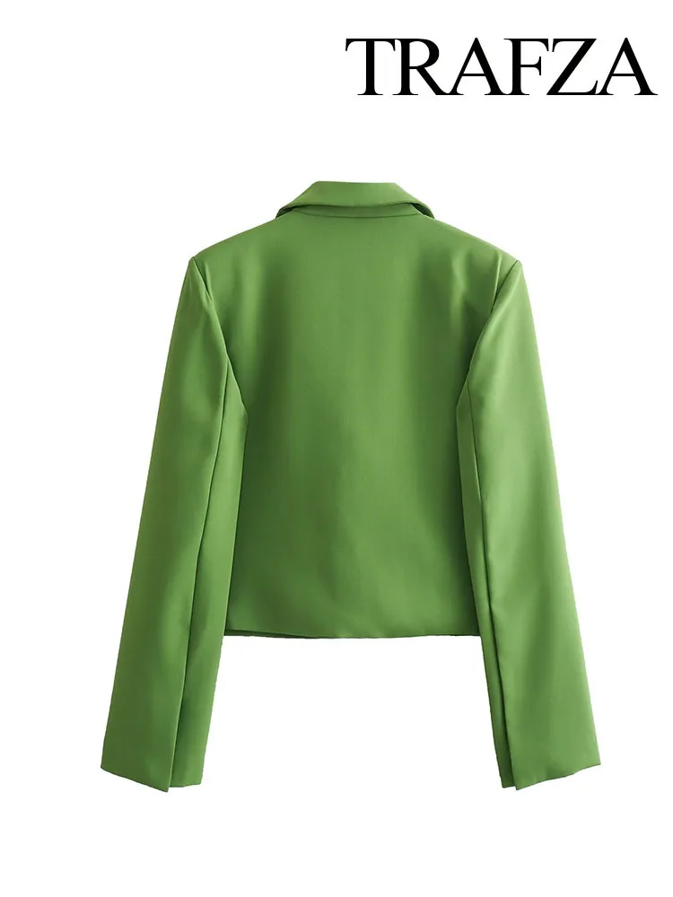 BabYoung Autumn Women Long Sleeved Turn Down Collar Green Suit Elegant Retro Stereo Multi Pocket Loose Button Jacket