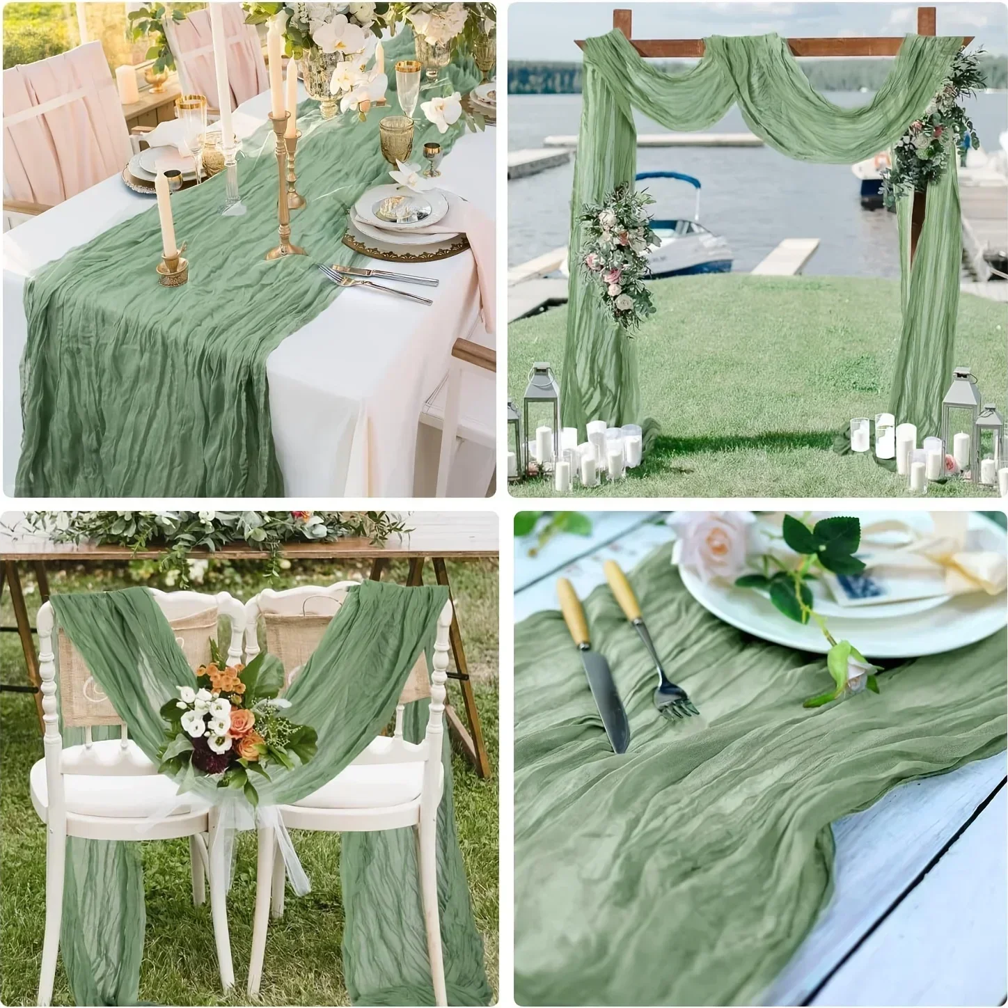 مفرش طاولة من القماش القطني بوهو لحفلات الزفاف/ديكور عيد الأم، غطاء طاولة طعام شاش رومانسي لديكور المنزل وحفلات أعياد الميلاد #3