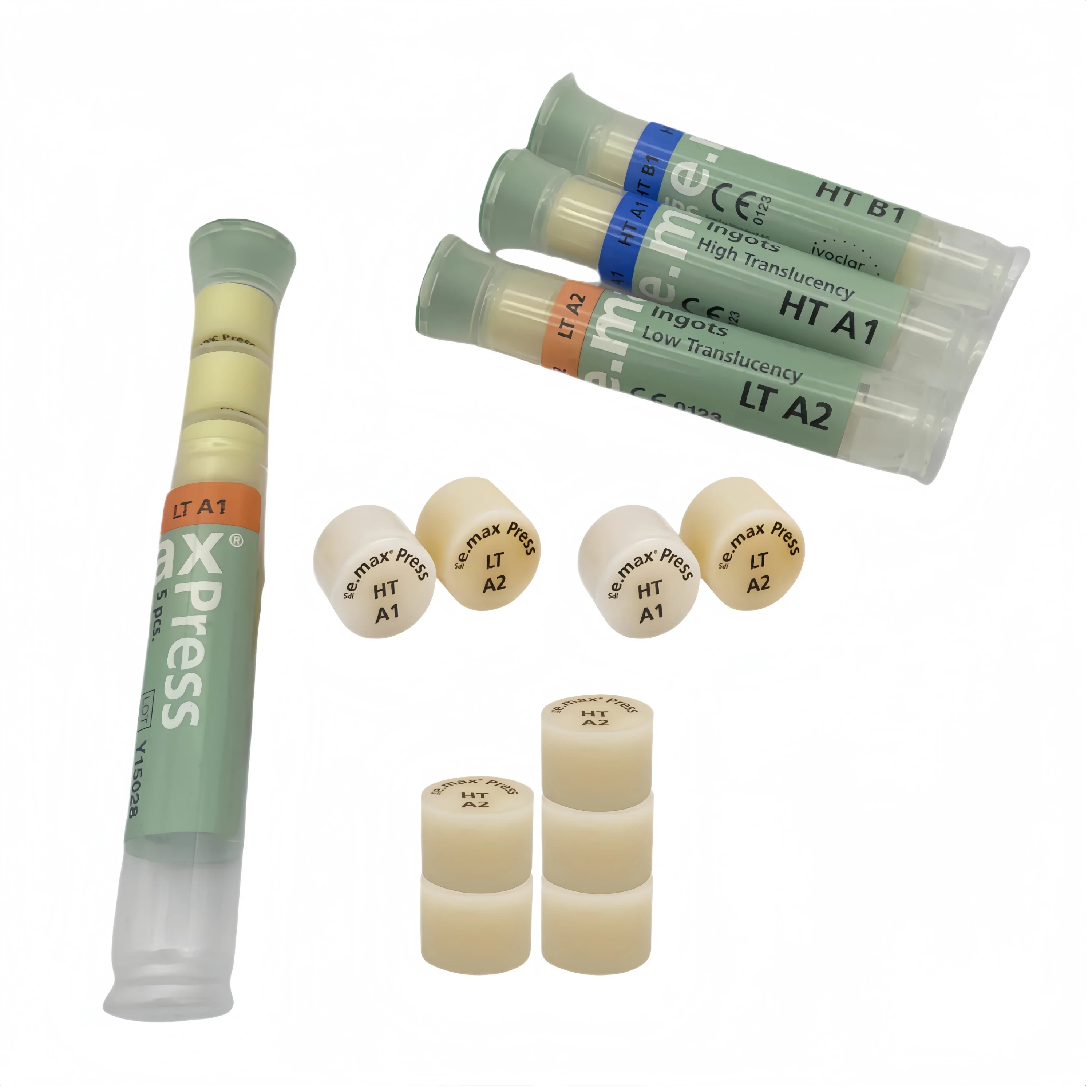 

5pcs Ivoclar Vivadent IPS e.max Press Ingots Dental Lithium Disilicate HT ST Glass Ingot Press Ceramic
