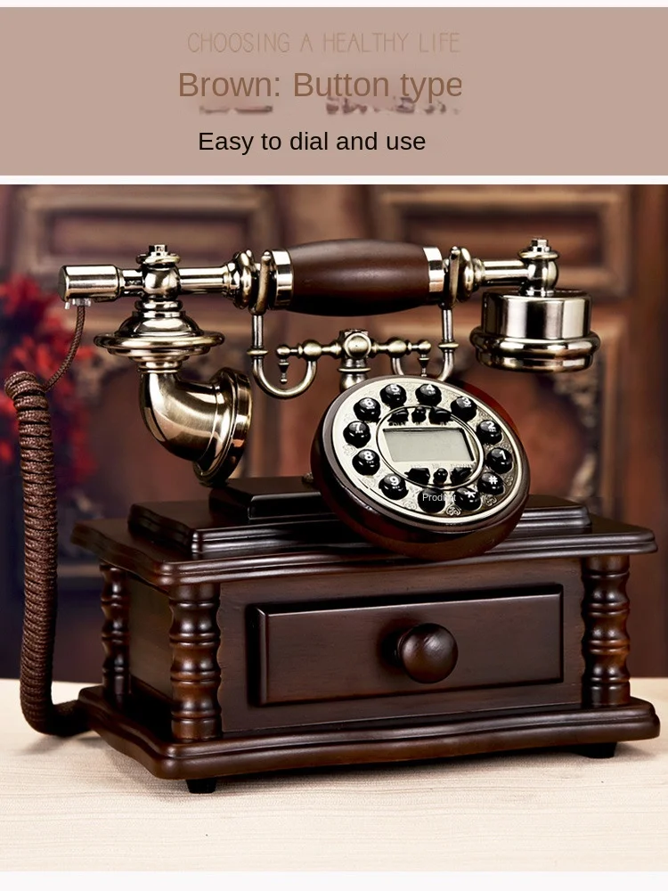 Wireless solid wood antique telephone retro card Chinese phone hotel calls antique home office landline